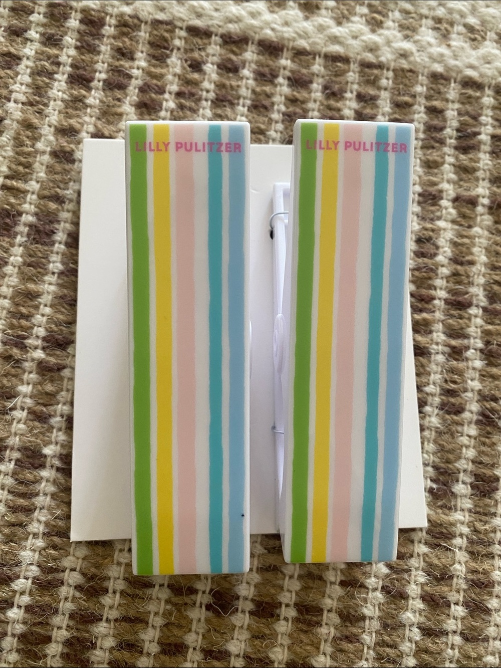 Lilly Pulitzer Multicolor Pastel Stripe Towel Clip Set NWOT